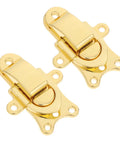 Stylish Vintage Zinc Alloy Duckbill Toggle Latch Set With All Mounting Hardware For Upgrading Wooden Jewelry Boxes And Cabinets In Super Cool Golden Finish You Will Love, featuring two golden latches.