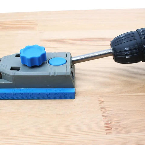 Drill using Three Eighths Inch Drill Bit With Depth Stop Collar For Pocket Hole Jig Master System on wood