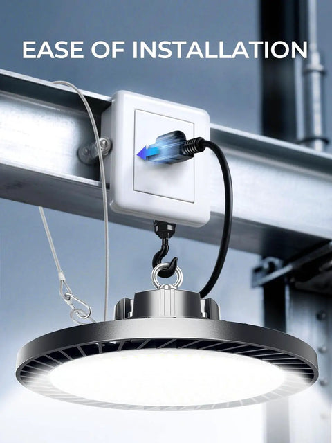 Crazy Bright 45000 Lumen 300W High Bay LED Shop Light For Garage And Workshop Energy Efficient Daylight 5000K UFO Ceiling Fixture