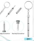 Two multi-tool screwdrivers shown separately and assembled, part of 60 Pcs Eyeglass Hinge Tighteners And Repair Kit With 2 Screwdrivers