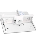 Heavy Duty Aluminum Router Table Insert Plate For Woodworking Benches with scale marks, adjustable arm, silver construction.
