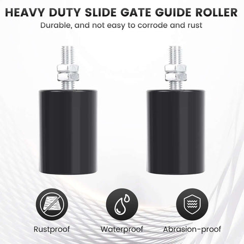 Universal Adjustable Heavy Duty Sliding Gate Kit With L Shape Brackets And Two And Three Quarter Inch Gate Rollers visible