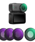 ND CPL Filter Kit for DJI Osmo Nano Vlog Ready Camera 4 Pack With ND8 ND16 ND32 And CPL Polarizer displayed with Osmo Nano camera