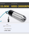 BT30 Automatic Tool Changer Electric Spindle For CNC Engraving And Milling, 22.0KW, shown with RPM range details and connector