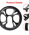 Rugged Bike Chain Guard Protector For Mountain Road And City Bikes, black plastic, circular design, close-up details, 4-hole mount.