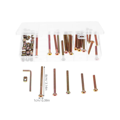 49 Piece M6 x 40 to 80 Mm Hex Socket Screws And Barrel Nuts Kit With Grab And Go Compact Storage Box