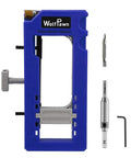 No Sweat Adjustable Door Hinge Jig And Master Router Mortise Template With Solid Clamping Base for precise door hinge cuts.