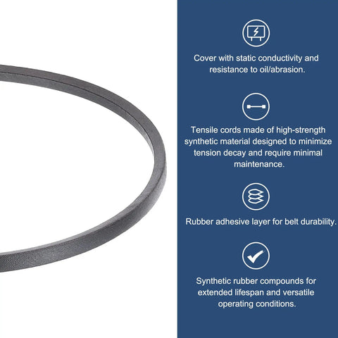 Two Pack 3L290 Classic Wrapped Rubber V-Belt with details, 29 Inch Outside Circumference, 3/8 Inch Width, 3L Profile for Machinery.