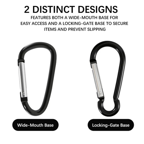 3 Inch Black Aluminum Carabiner Clips 10 Pack Dual Style D Ring And Snap Hook Keychain Carabiners for keys camping