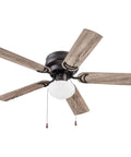 44 Inch Ceiling Fan With Light For Small Rooms LED Flush Mount Indoor Fan With 5 Blades Bronze Finish Gray Pine And Maple Brown