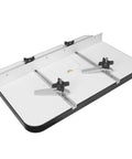 Rock Solid Heavy Duty Drill Press Table With Hella Stable Vibration Damping Platform Built Tough For Woodworking And Metalworking Featuring Ultra Dense Base And Smooth Operator Work Surface, 15x24inch table with clamps.