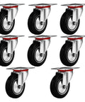 Beefy 3 Inch Swivel Caster Wheels With Rubber Base Top Plate And Ball Bearing 8 Pack No Brake Smooth Roll 250 Lbs Capacity