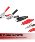 Heavy Duty 60 Piece Metal Alligator Clip Set With Badass Grip For Wiring Soldering Gluing And Quick Electrical Fixes Around The Shop Or Garage Rig When You Just Gotta Get It Done Fast, assorted clips in red and black.