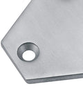 Close-up of Premium Grade 304 Metal Straight Out The Box Heavy Duty Stainless Steel Barn Hinges, featuring a smooth finish.