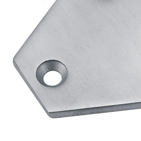 Close-up of Premium Grade 304 Metal Straight Out The Box Heavy Duty Stainless Steel Barn Hinges, featuring a smooth finish.