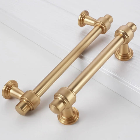 5 Inch Center-To-Center Champagne Bronze Cabinet Pulls, 6.2 Inch Length, Zinc Alloy Gold Hardware, 10 Pack, side view on white