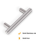 Solid Brushed Nickel Stainless Steel Kitchen Cabinet Handles 2-1/2 Inch Center To Center 64mm 4 Inch Total Length T Bar Pull