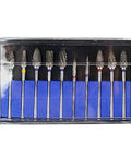 10pc Tungsten Carbide Burs Set For Grinding And Polishing, Universal Use With 2.35mm Shank, High Quality Bits For Acrylic, Metal