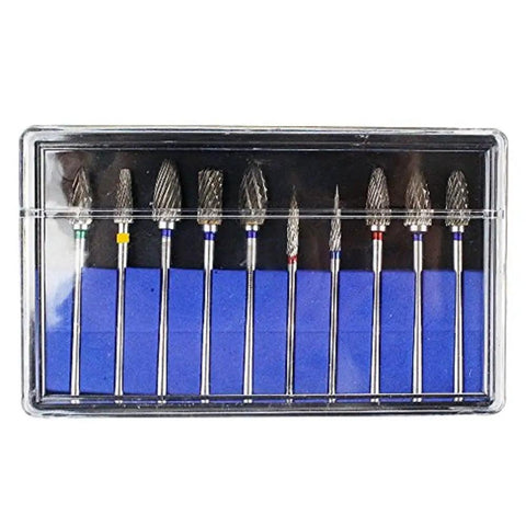 10pc Tungsten Carbide Burs Set For Grinding And Polishing, Universal Use With 2.35mm Shank, High Quality Bits For Acrylic, Metal