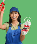 One Handed Electric Cable Threading Tool For Quick Office And Home Wiring Upgrades, Smooth Cable Movement, Single Hand Operation, Sturdy Plastic And Steel Wire Puller, Fits Junction Boxes And Sockets, woman holding cable puller and wire
