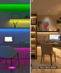 Dope RGBW COB LED Strip Light With 3000K Warm White 896 LEDs Per Meter High Density FCOB Tape 16.4 Ft DC24V 12mm Width Color Changing Light For Bedroom And Home DIY Decor No Adapter Or Controller Needed illuminating desks in RGB and warm white settings