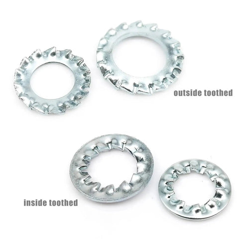 Set of 65Mn Manganese Steel Outside Toothed Inside Serrated Lock Washers Set 500 Pieces For M3 Hardware Shakeproof Star Gasket Fasteners