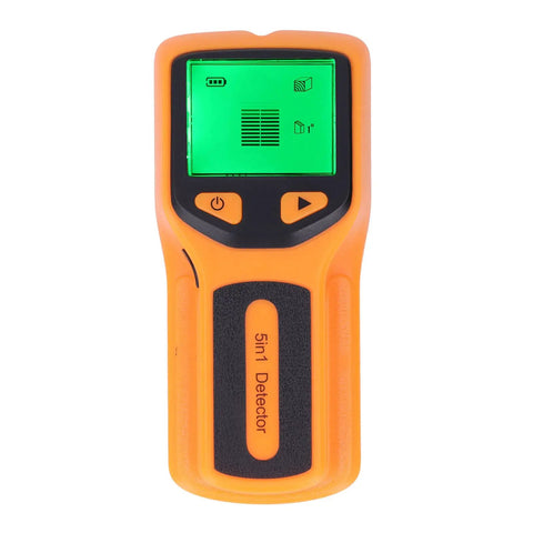 Aqur2020 Metal Stud Finder with Sensitive Smart Sensor and HD LCD Display, portable orange device with green LCD screen.