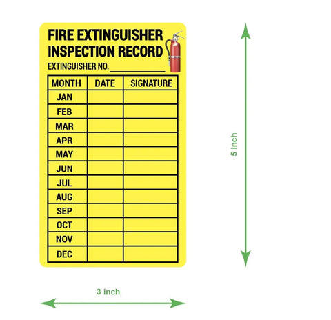 Waterproof 3x5 Inch Fire Extinguisher Inspection Record Stickers 40 Pack for indoor use with write-on log sections.