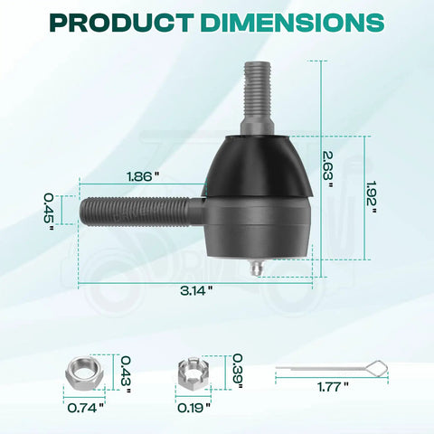 Three Piece Ball Joint Kit And Tie Rod End Set With Grease Fittings For DS Golf Carts 1976 To 2008 Replacement Steering And Suspension Parts, heavy-duty metal ball joint dimensions