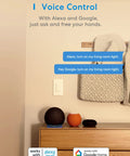 Voice control feature of Smart Dimmer Switch For Single Pole Dimmable LED Lights, WiFi enabled, no hub needed, works with Alexa and Google Assistant.