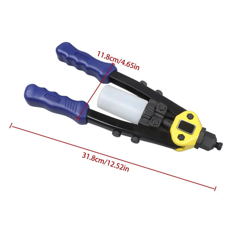 13 Inch Manual Blind Rivet Gun Kit With 210 Rivets In Five Sizes 2.4mm To 6.4mm For A Heavy Duty Workhorse Riveting At Home Or On The Job Easy To Use And Durable, 31.8cm manual rivet gun