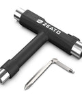 All-in-One Skate Tool Kit For Skateboard Maintenance, Portable T Tool With T-Type Allen Key And L-Type Phillips Head Wrench, Black