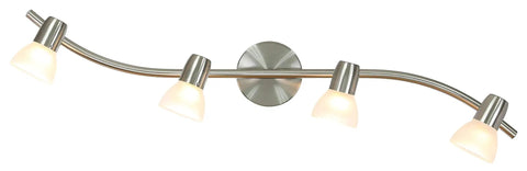 4 Light Modern S Shaped Track Lighting Bar With Frosted Glass Heads Brushed Nickel Finish GU10 Bulb Included Hardwired Indoor Track Light Fixture