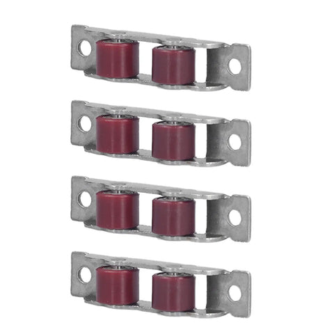 Set of 4 heavy duty double wheel window pulleys in stainless steel housing for smooth glide action on standard sliding windows.