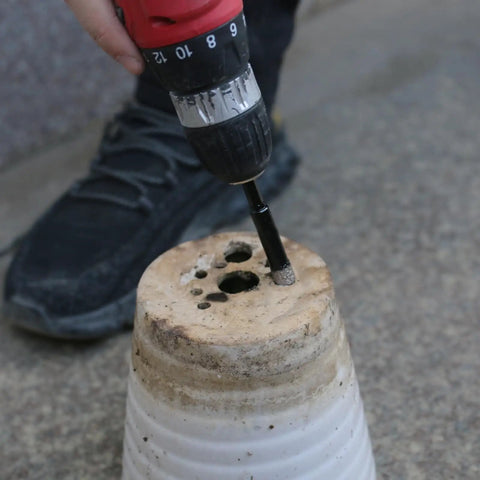 Dry Diamond Drill Bit Set 10 Pack Pro Grade For Tile Ceramic Marble Granite Glass Brick Stone With One Quarter Inch Hex Shank in use