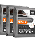 Heavy Duty Waterproof Tarp Cover 4x6 Feet 3 Pack Built Tough 10 Mil Thick Poly Tarp With Metal Grommets, folded silver brown set
