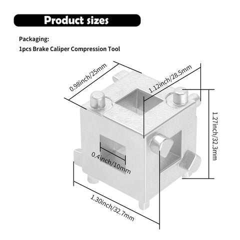 Tough Nails Cube Brake Caliper Compression Tool With 3/8 Inch Drive Socket For Smooth Piston Reset dimensions and size