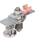 Premium Magnetic Welding Ground Clamp With Mighty 40Kg Suction Power For Secure Electrical Connections And Durable Material Build That Keeps You Safe, close-up view of iron brass design.