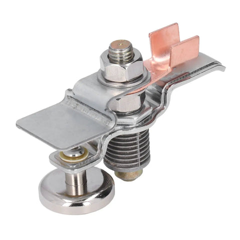Premium Magnetic Welding Ground Clamp With Mighty 40Kg Suction Power For Secure Electrical Connections And Durable Material Build That Keeps You Safe, close-up view of iron brass design.