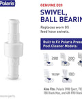 D20 Ball Bearing Swivel Replacement For 280 380 3900 Sport TR28P TR35P 180 Models Built Tough For Off Road Rides Snowmobiles And ATV Use Durable Easy Install. White plastic D20 ball bearing swivel for Polaris pool cleaners.