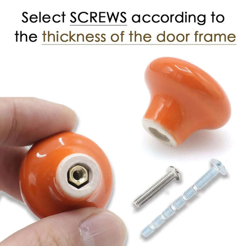 Fresh Orange Ceramic Cabinet Knobs 10 Pack Round 32Mm Drawer Pulls With Mounting Screws For Kitchen Cupboards And Bedroom Dressers To Give Your Home A Totally Rad Vibe with screws and knob detail.