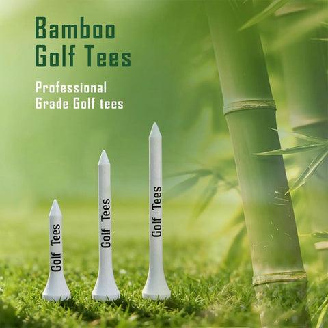 Eco Bamboo Golf Tees Set With Portable Round Case Mixed Sizes 3 Inch 2.5 Inch 1.5 Inch 60 Pieces In 3 Boxes Durable Tees
