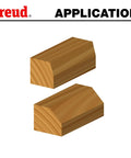 Beveled wood edges created with Bevel Router Bit 1-3/4 Inch Diameter, 1/4 Inch Shank, 45 Degree Chamfer With Two Cutters, Carbide Tip