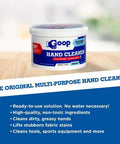 Grime Busting Hand Cleaner And Stain Remover Waterless Degreaser For Skin And Clothes Cream Formula jar on table