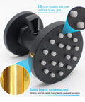 Brass Shower Body Jets With Adjustable Flow High Pressure Massage Spa Body Spray For Wall Mount Shower Side Jets Oil Rubbed Bronze Finish 4 Pack Independent On Off Controls, close-up of silicone spray jets and brass construction.