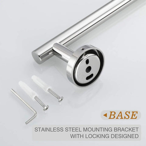 Polished Chrome 4 Piece Bathroom Hardware Set For Modern Style, 16 Inch Wall Mounted Towel Bar bracket with screws and tool