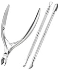 5 In 1 Cuticle Care Kit With Stainless Steel Trimmer Pusher Nipper Dead Skin Fork And Triangle Nail Scraper For Fingernails And Toenails