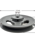 Heavy Duty Five Eighths Inch Bore Single Groove V Belt Pulley With Five Point Seven Five Inch Outer Diameter Cast Iron Motor Pulley For A AX B BX Four L Five L V Belts BK6058 Durable Cast Iron Construction Provides Long Lasting Durability side view with dimensions