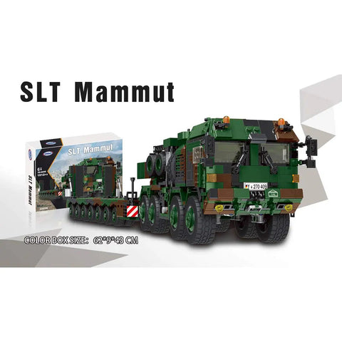 Pro Level Military Tank Carrier Building Blocks 1912 Pcs Top Shelf Army Vehicle Construction Set displayed with box.