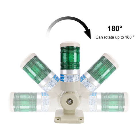 Green LED Signal Tower Light with 180 Degree Rotatable Base Continuous 110V AC Powered Industrial Stack Lamp for machinery control